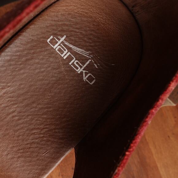 Dansko Shoes Womens SZ EU 40 US 9.5-10 Red Darlene Red Leather Mary Jane Heels - Picture 13 of 15